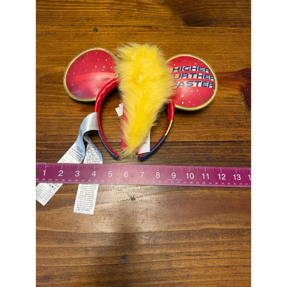 Disney Marvel Captain Marvel Minnie Ears Red Blue Gold Faux Fur Mohawk NEW